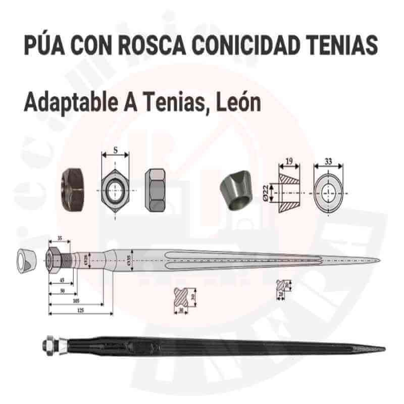 PÚA CARGA PACAS CON ROSCA TENIAS 35X1100