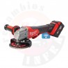 AMOLADORA ANGULAR DE 125MM A BATERÍA CON FRENO E INTERRUPTOR DE PALETA