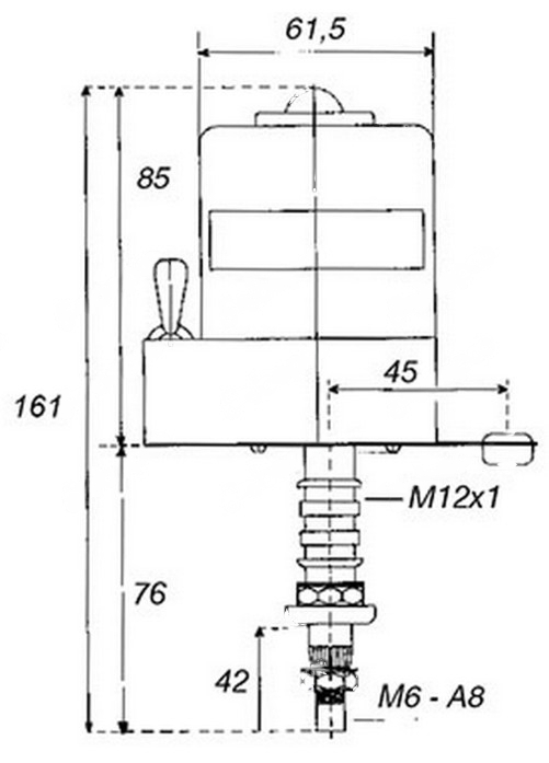 MOTOR LIMPIAPARABRISAS 12V 85º CORTO ESTRIADO - DIMENSIONES