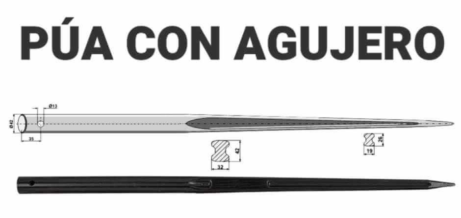 Púa carga-pacas con agujero