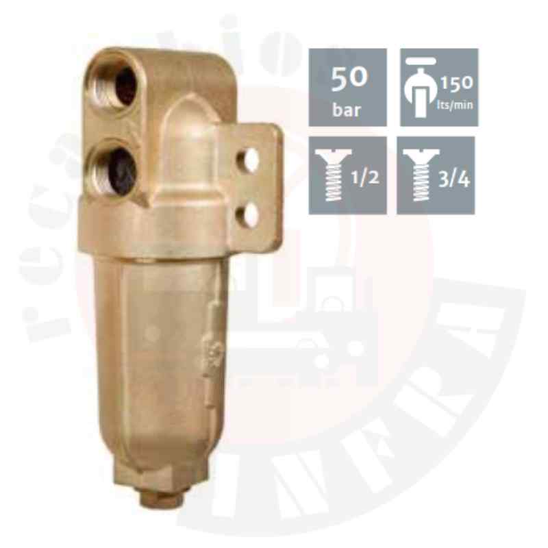 Filtro en línea de latón Sirfran 50bar 150L/min con tapón Filtro en línea de latón Sirfran 50bar 150L/min con tapón