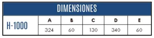 Esquema de medidas de la bomba centrífuga H-1000 de Hertell