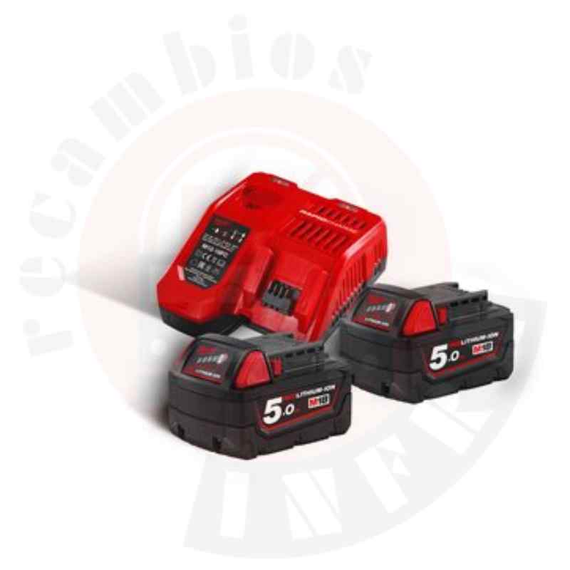 Kit Milwaukee M18 NRG-502C Milwaukee M18 NRG-502C. Juego de 2 baterías M18 5Ah y Cargador