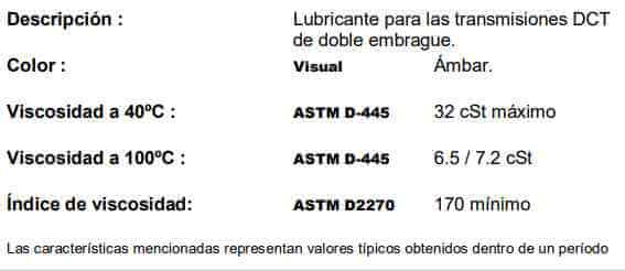 Datos técnicos AFT DCT Iada Datos técnicos IADA ATF DCT