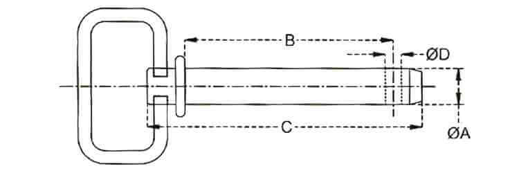 Esquema del perno con asa cerrada y pasador HPHP Esquema del bulón con asa cerrada y pasador HPHP