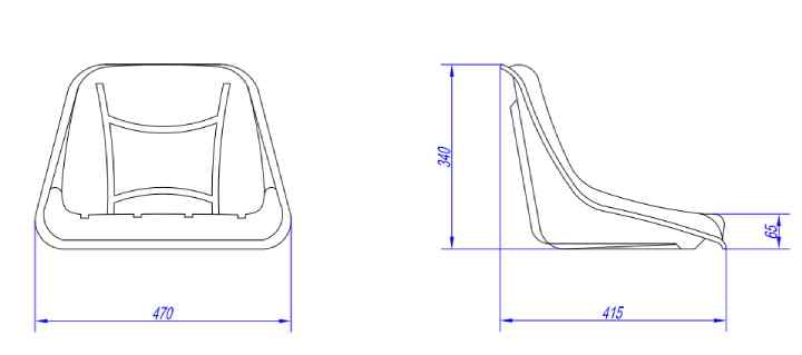 Asiento RM460 tipo cubeta medidas