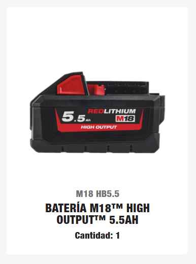 BATERIA MILWAUKEE M18 5.5AH HIGH OUTPUT