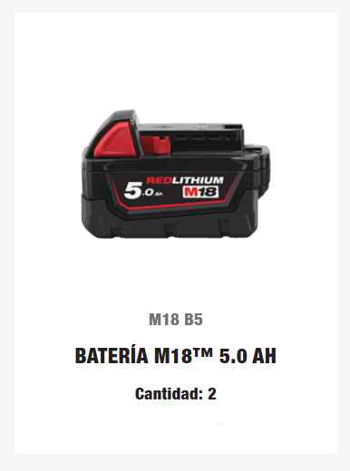 BATERIA MILWAUKEE M18 5.0AH