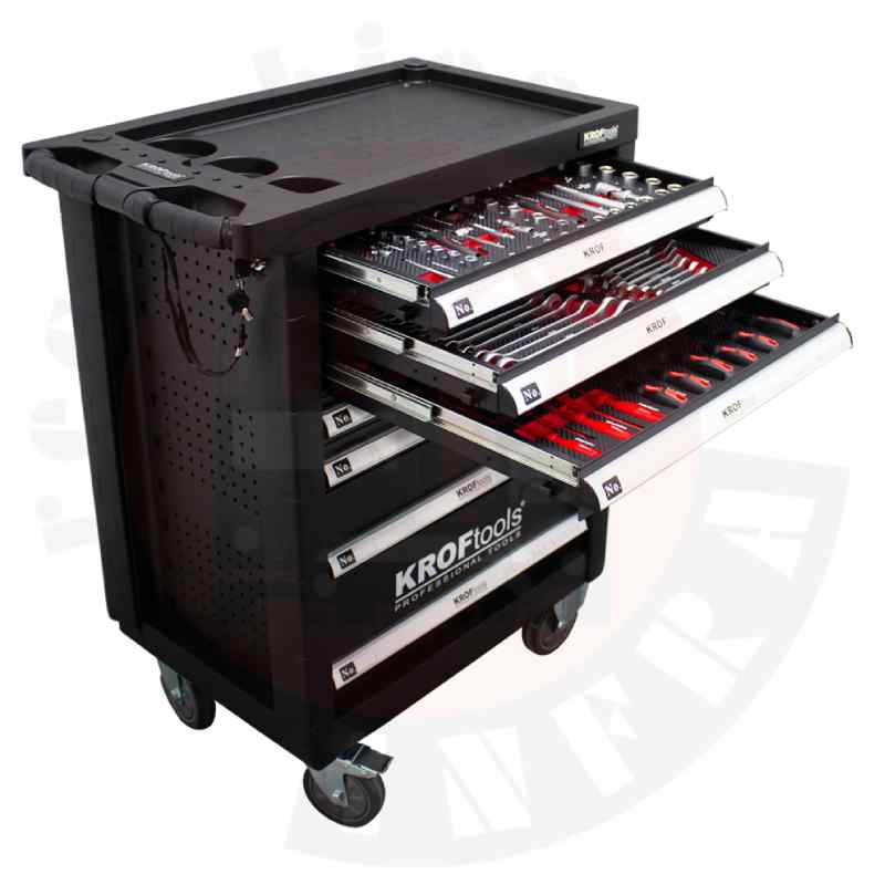 Carro de herrmientas Kroftools con 160 piezas. Módulos.