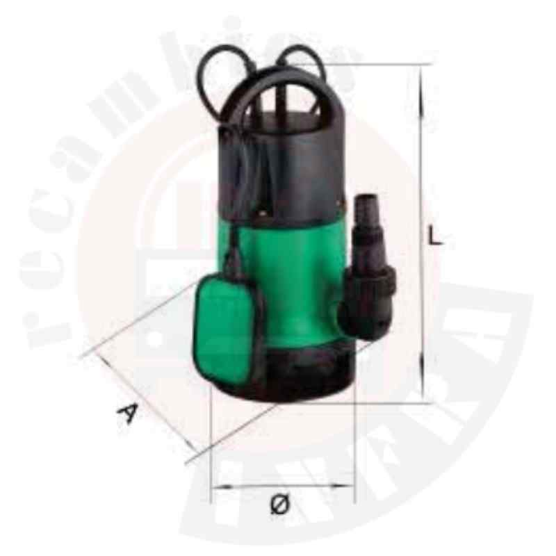 Bomba de agua sumergible Hidrobex WB, esquema de medidas