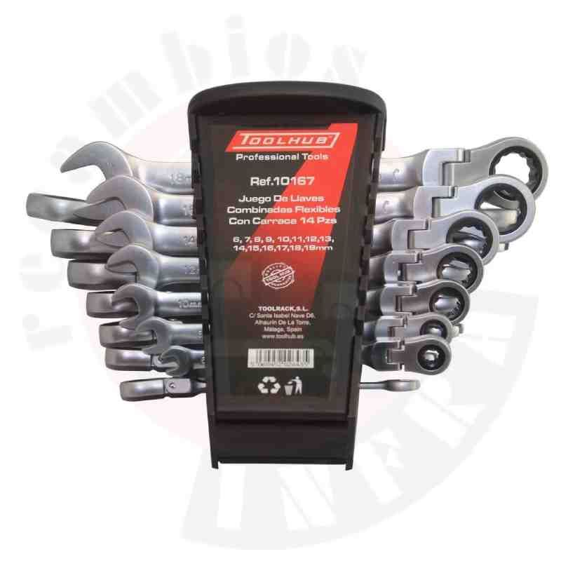 Juego de 14 llaves combiandas con carraca flexible