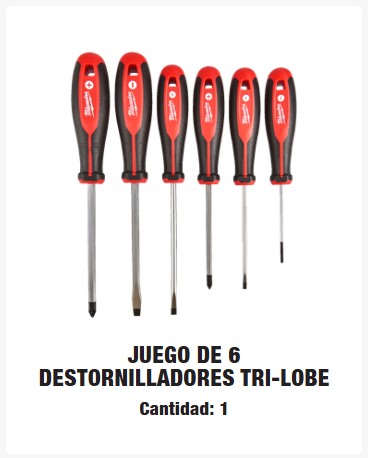 JUEGO DE 6 DESTORNILLADORES TRI-LOBE MILWAUKEE