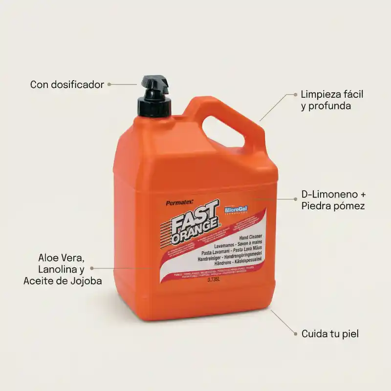 Principales características del Limpiador de manos Permatex Fast Orange