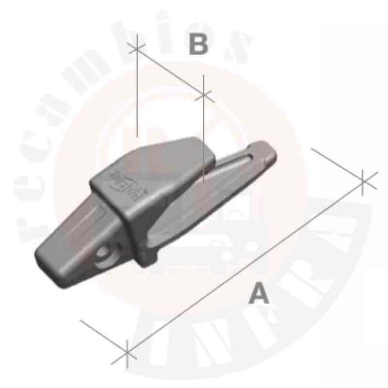 Portadiente para excavadora Trasteel Commodity 2 Straps. Medidas