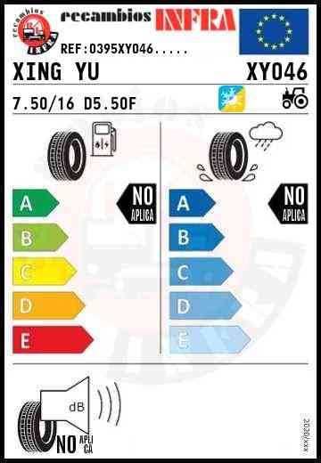 Datos técnicos: XING YU XY046 Etiqueta del Neumático XING YU XY046