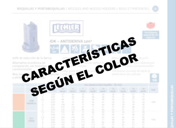 Características boquilla idk antideriva según el color Características boquilla idk antideriva según el color